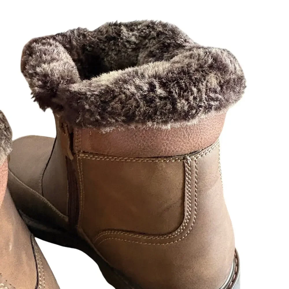 GBX Mens Lorris Boots 12 Brown NWT Faux Fur Winter Snow Dress Vegan Leather